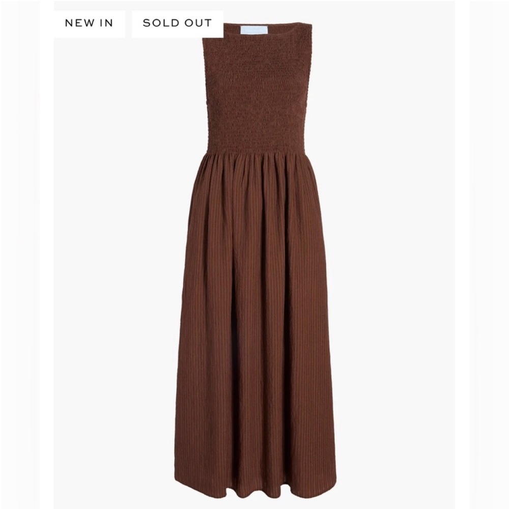 LIKE NEW WORN ONCE! Hill House Cosima Nap Dress Chocolate Tonal Seersucker Large